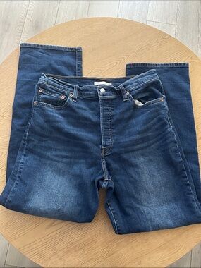 Women's Levi's ribcage straight Dark Blue Denim Jeans 32